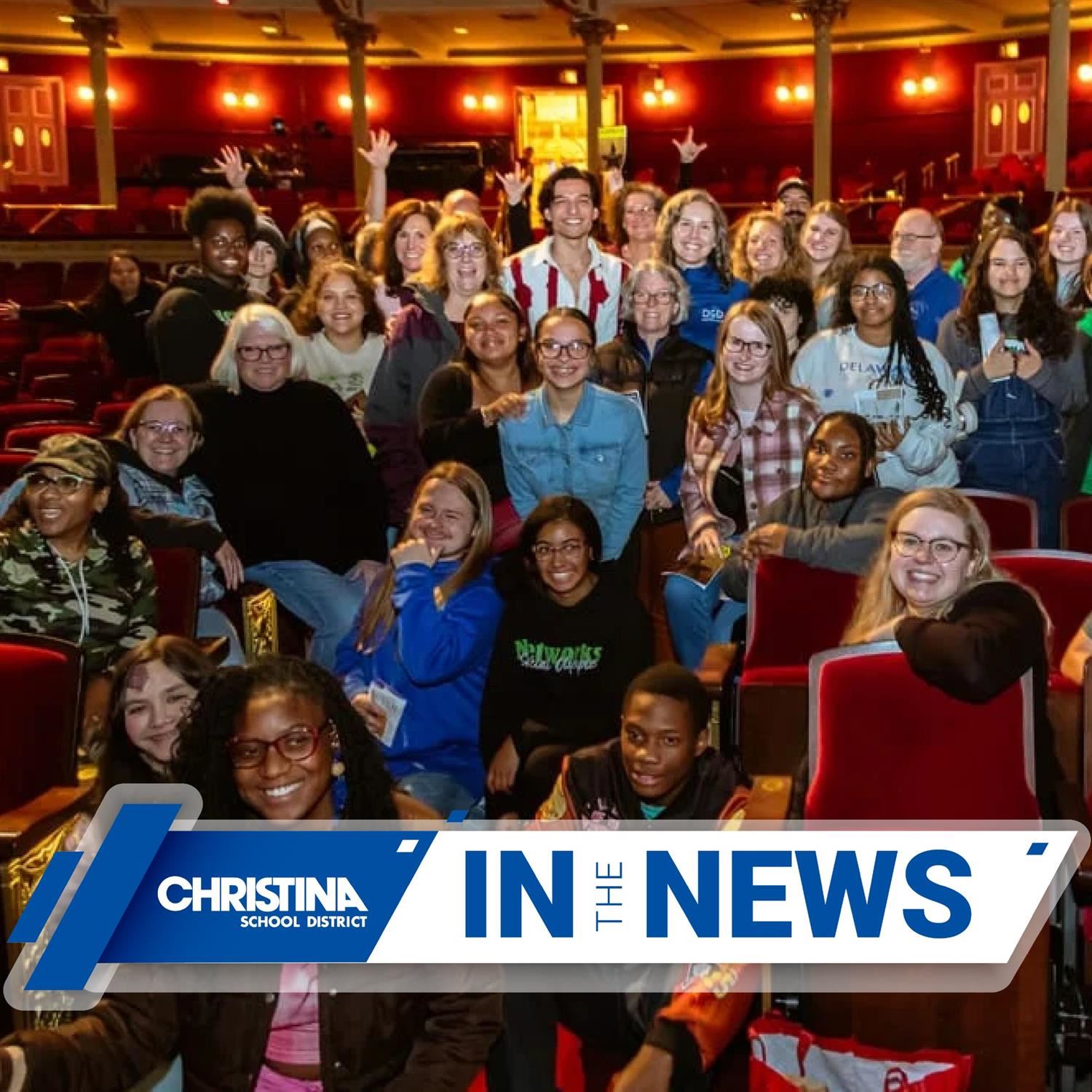 Photo of DSD students who attended an ASL-interpreted performance of  Hamilton